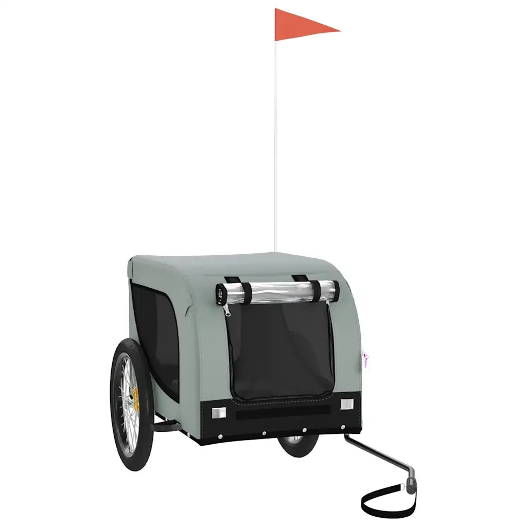 Rimorchio da Bici per Animali Grigio e Nero Oxford e Ferro CFW9936567