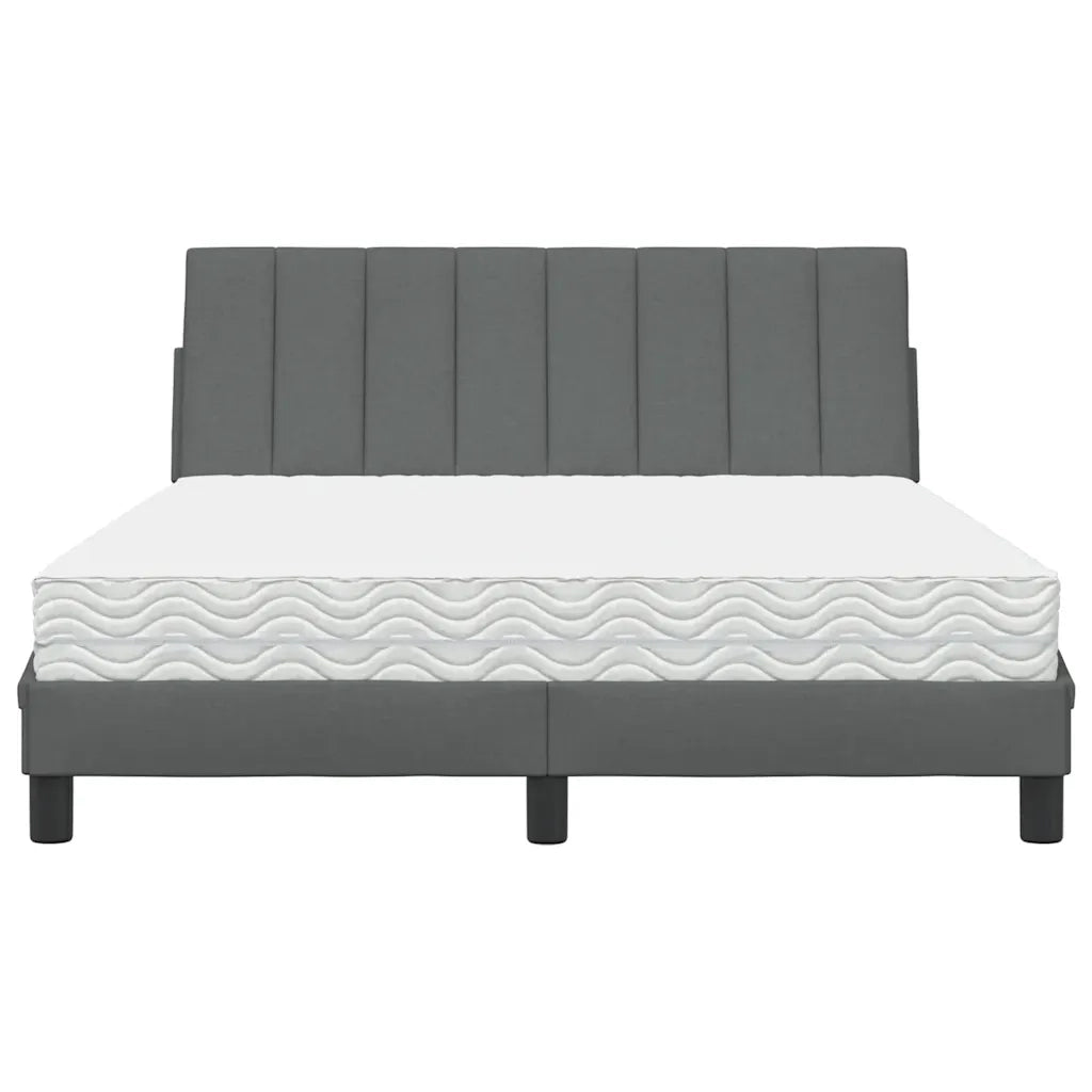 vidaXL Letto con Materasso Grigio Scuro 120x200 cm Tessuto