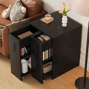 Mobile contenitore 52x50x75 cm con ruote e cassetti laterali estraibili; in truciolato nero
