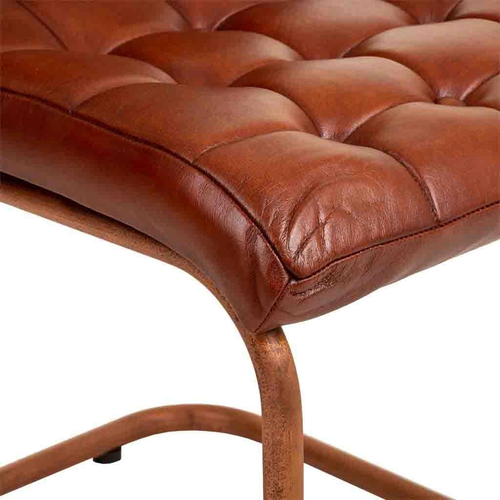 Sedia in metallo e pelle marrone 46x46x93h