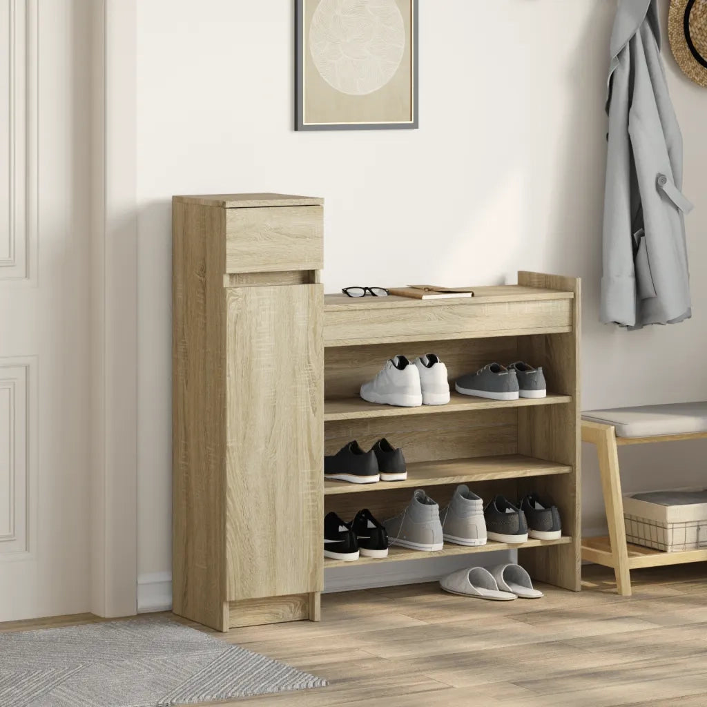 Scarpiera-Scaffale per scarpe Rovere Sonoma 100,5x28x100 cm in Legno Multistrato