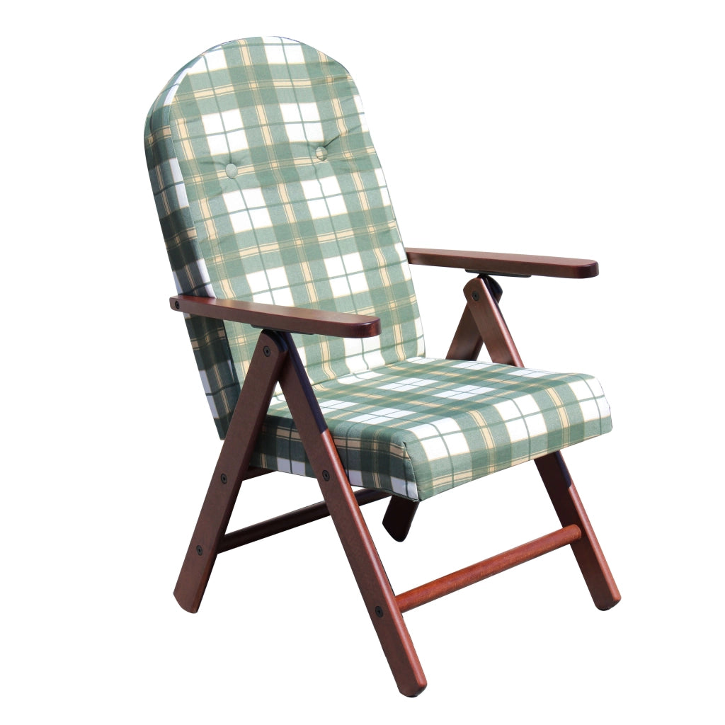 Poltrona Sdraio 4 posizioni con cuscino in Cotone Legno cm 61x75x110 - BURT