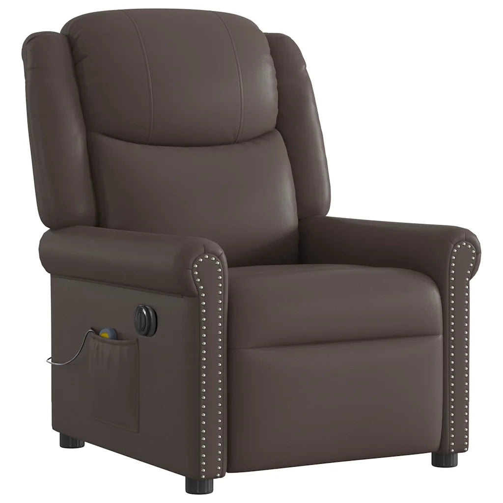 Poltrona Massaggiante Reclinabile Elettrica Marrone Similpelle 3303417