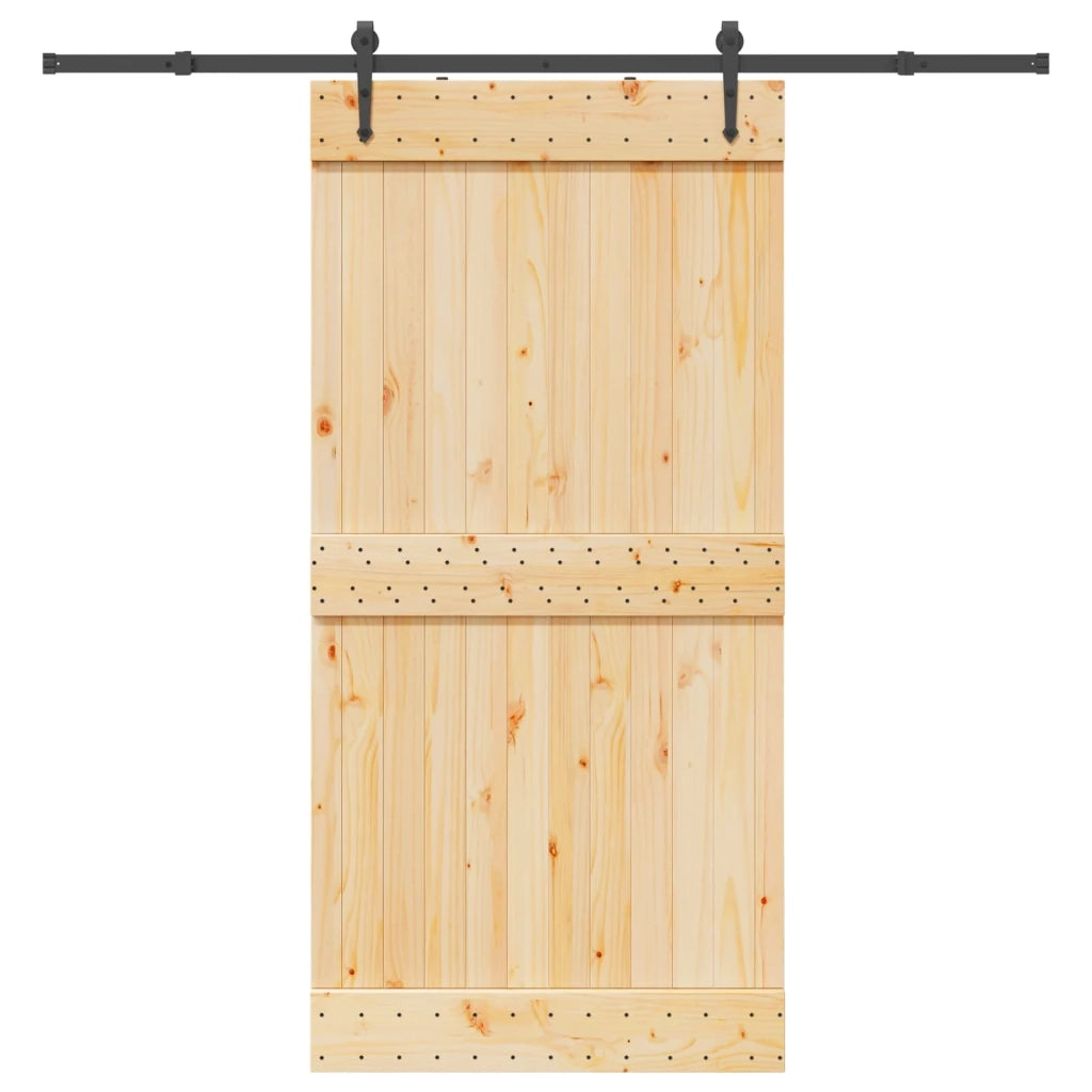 Porta scorrevole NARVIK Naturale e Nero 100 x 210 cm (213,5 cm) 3445298