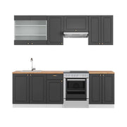 Cucina componibile Fame-Line Antracite-oro/Bianco 240 cm, PL Rovere Vicco