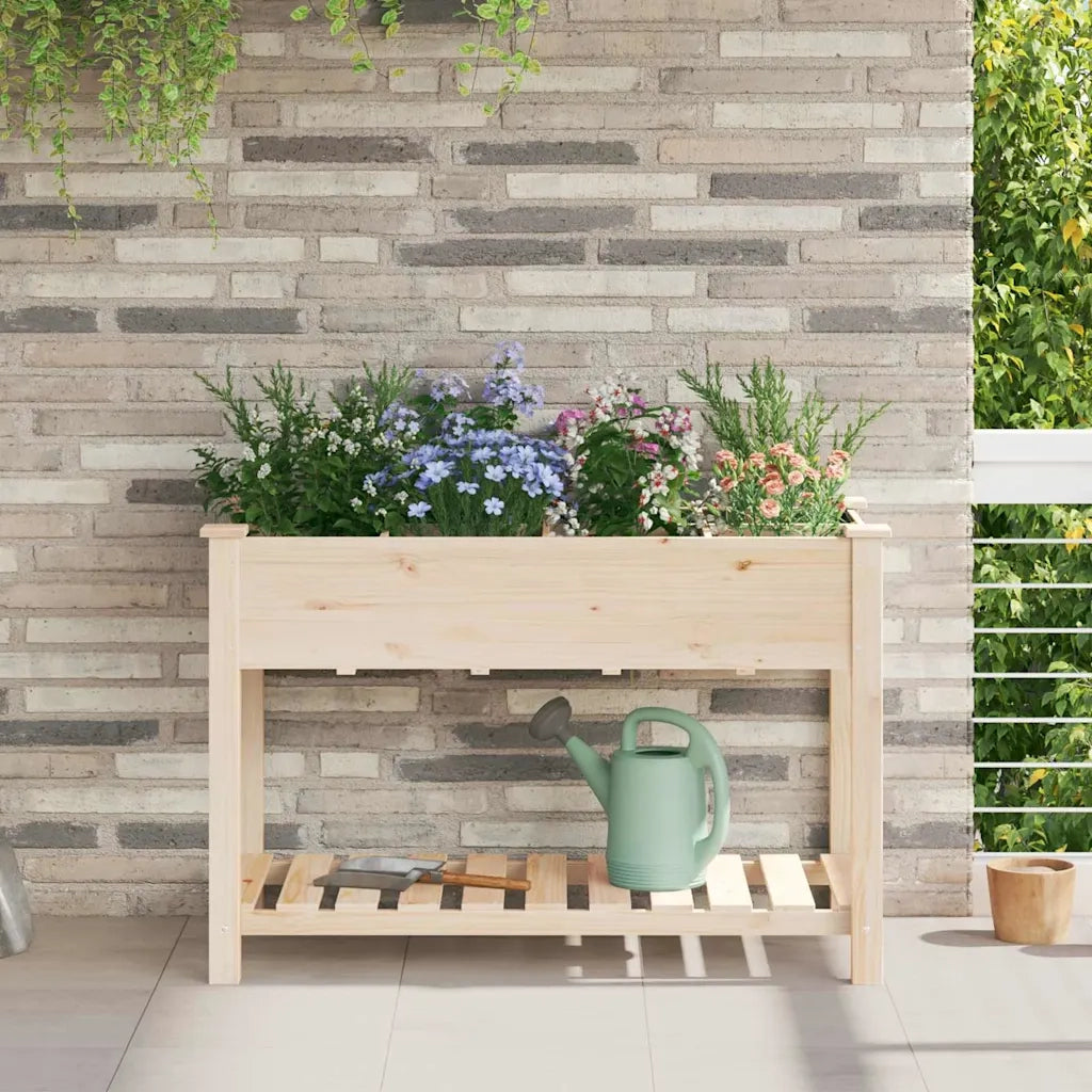 Fioriere | Cassetta per fiori | Vaso da giardino con lo scaffale Beige 115 x 59 x 76,5 cm