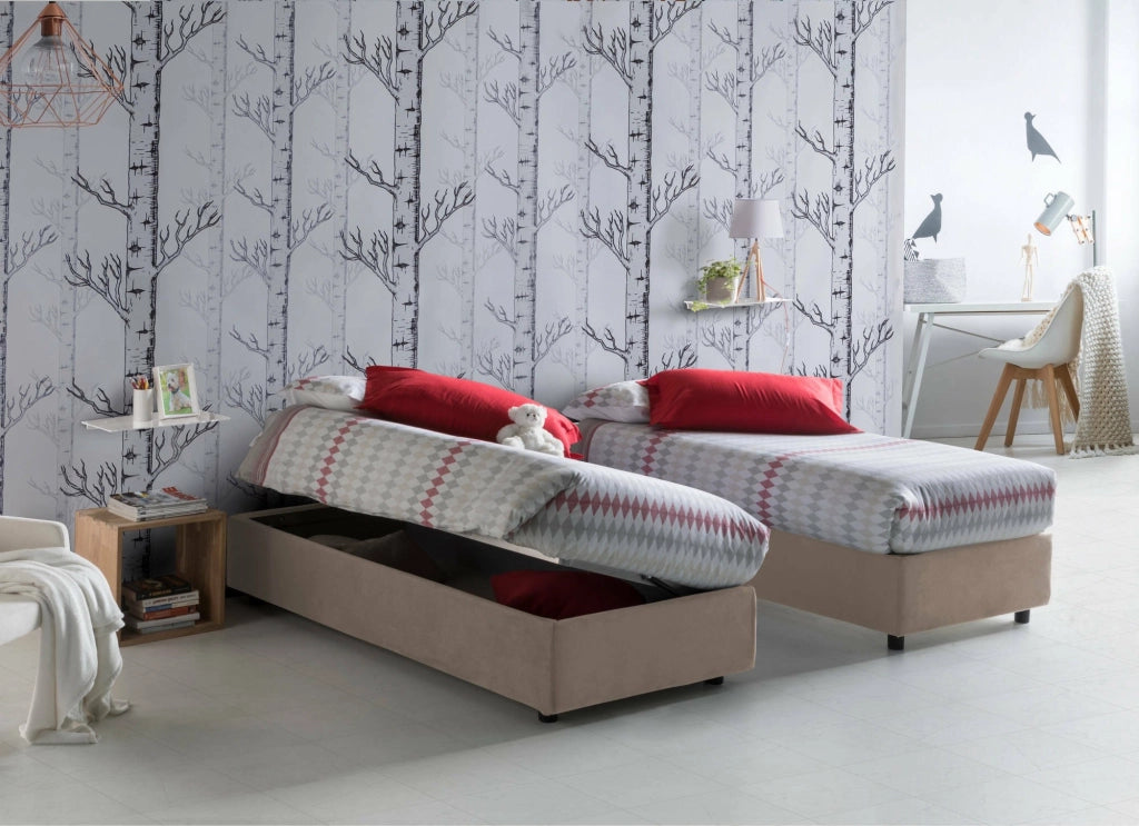 Ariba, Letto Piazza e Mezza Sfoderabile Made in Italy, Grigio Tortora