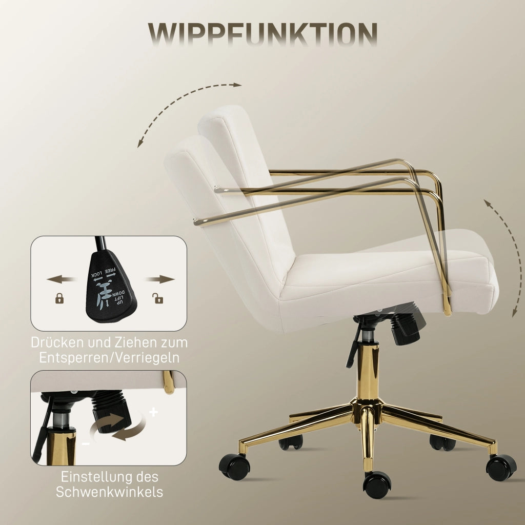 Sedia da Ufficio con Gambe in Metallo e Rivestimento in Velluto ¨C Minimal ¨C Cremewei?