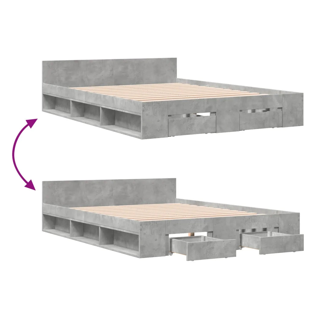 Giroletto Cassetti Grigio Cemento 120x190 cm Legno Multistrato