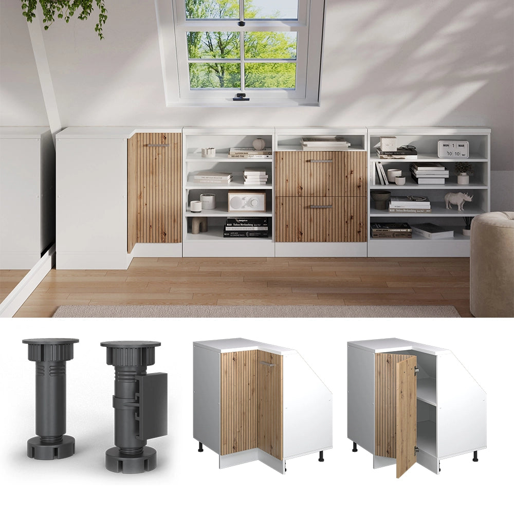 Mobile sottotetto Mobile angolare Rion Rovere artigianale/Bianco 75.6 x 83.8 cm con 1 porta Vicco