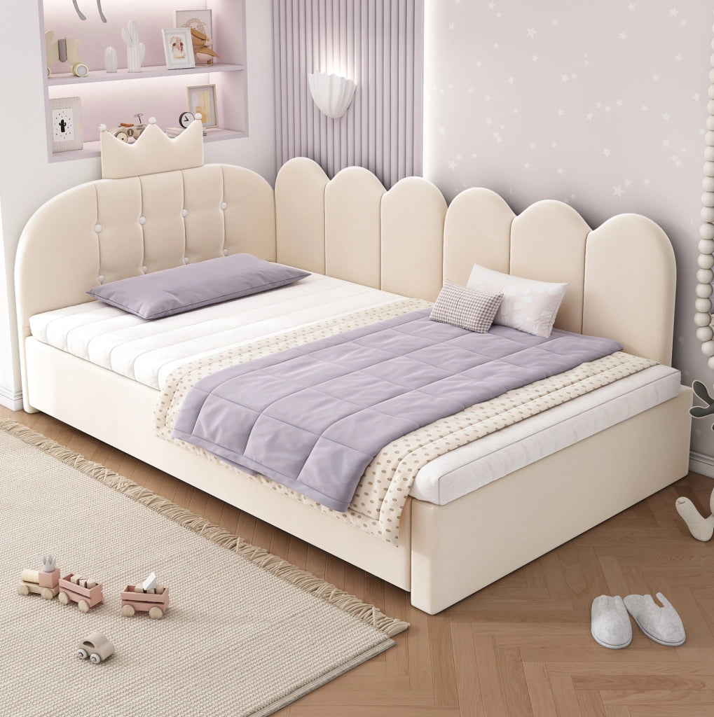 Letto divano con letto estraibile 90x200 cm in velluto beige