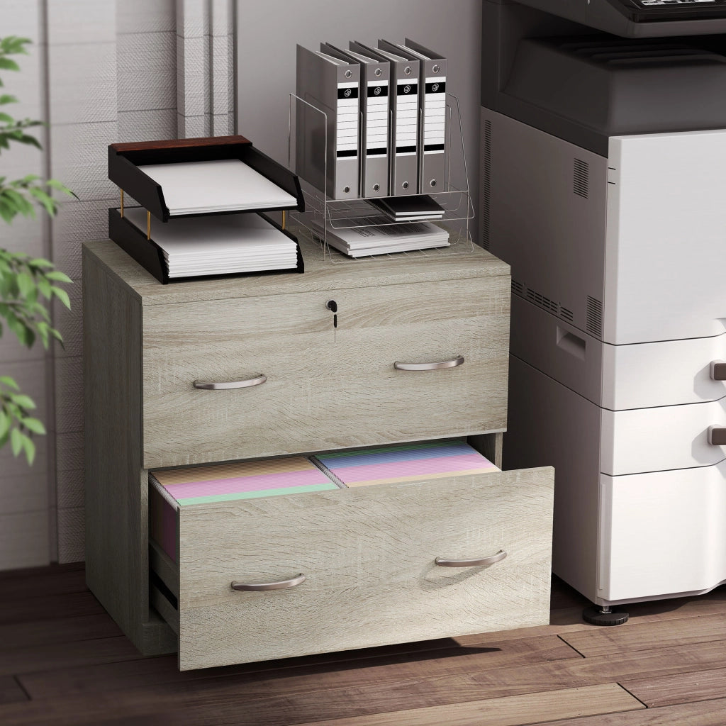 Cassettiera Ufficio 2 Cassetti ¨C Xylo ¨C Legno Naturale con Serratura 77x42x72 cm