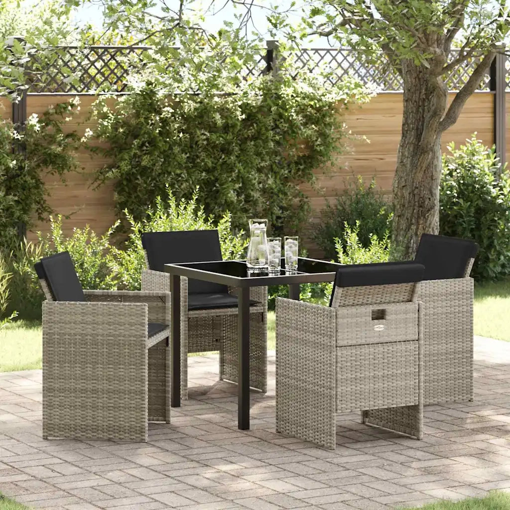 Set da Pranzo per Giardino 5 pcs Grigio chiaro polyrattan