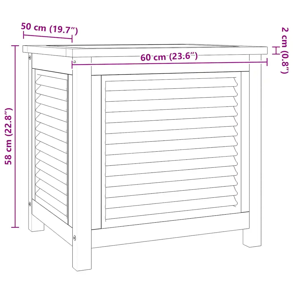 Contenitore Giardino con Borsa 60x50x58cm Legno Massello Teak 363269