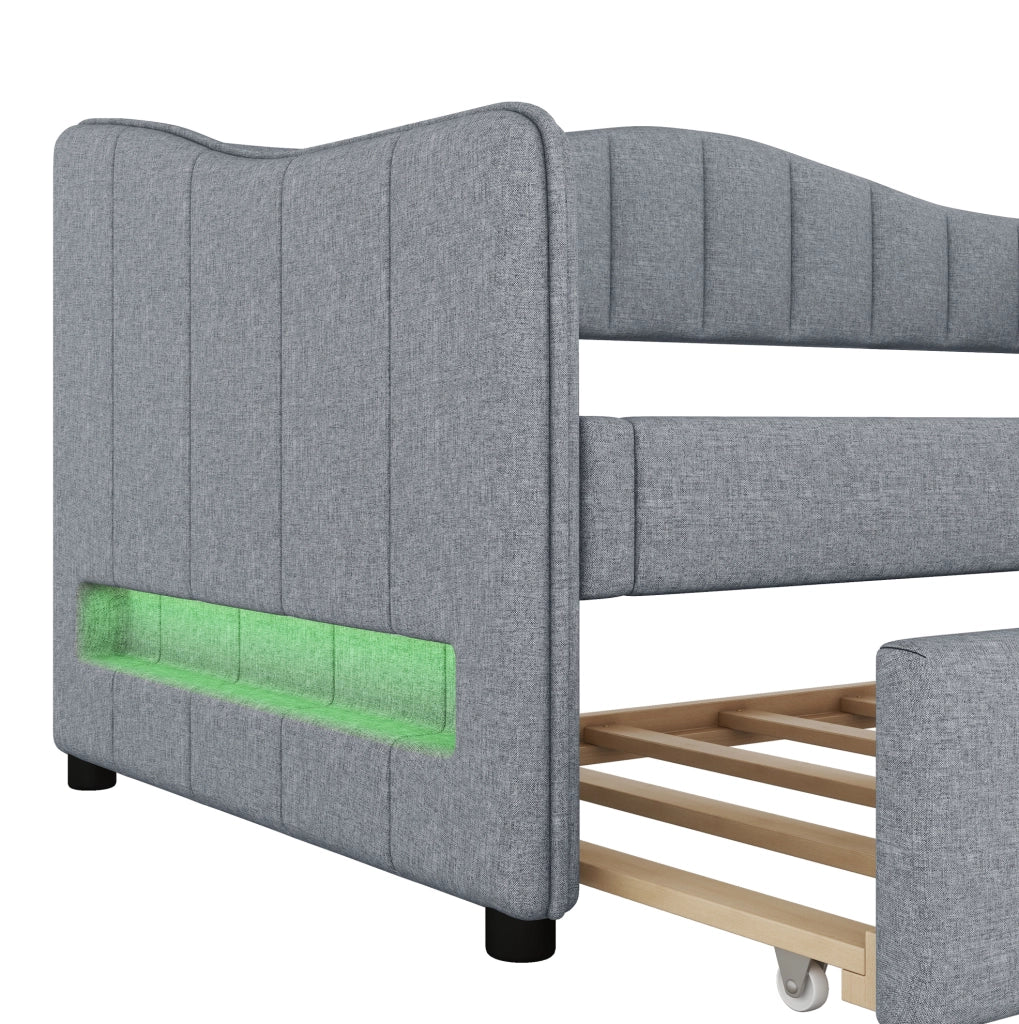 LETTO estraibile 90x200 cm in lino grigio