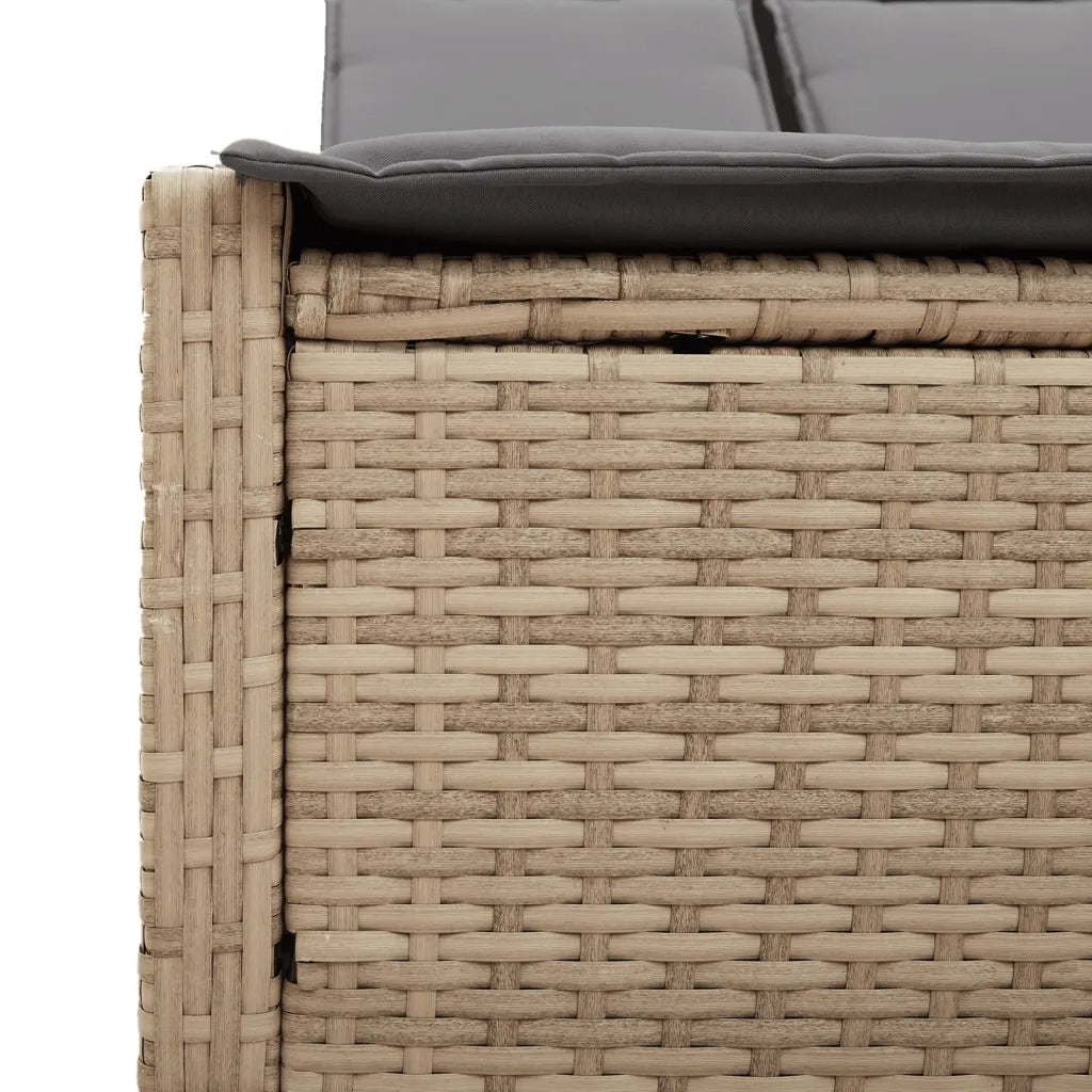 Lettino Prendisole con Cuscini Beige in Polyrattan 368631