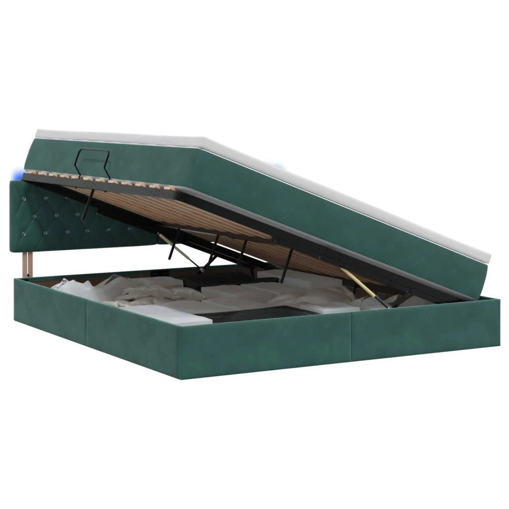 Letto con contenitore LED e materasso Verde Scuro 180 x 200 cm 3459207