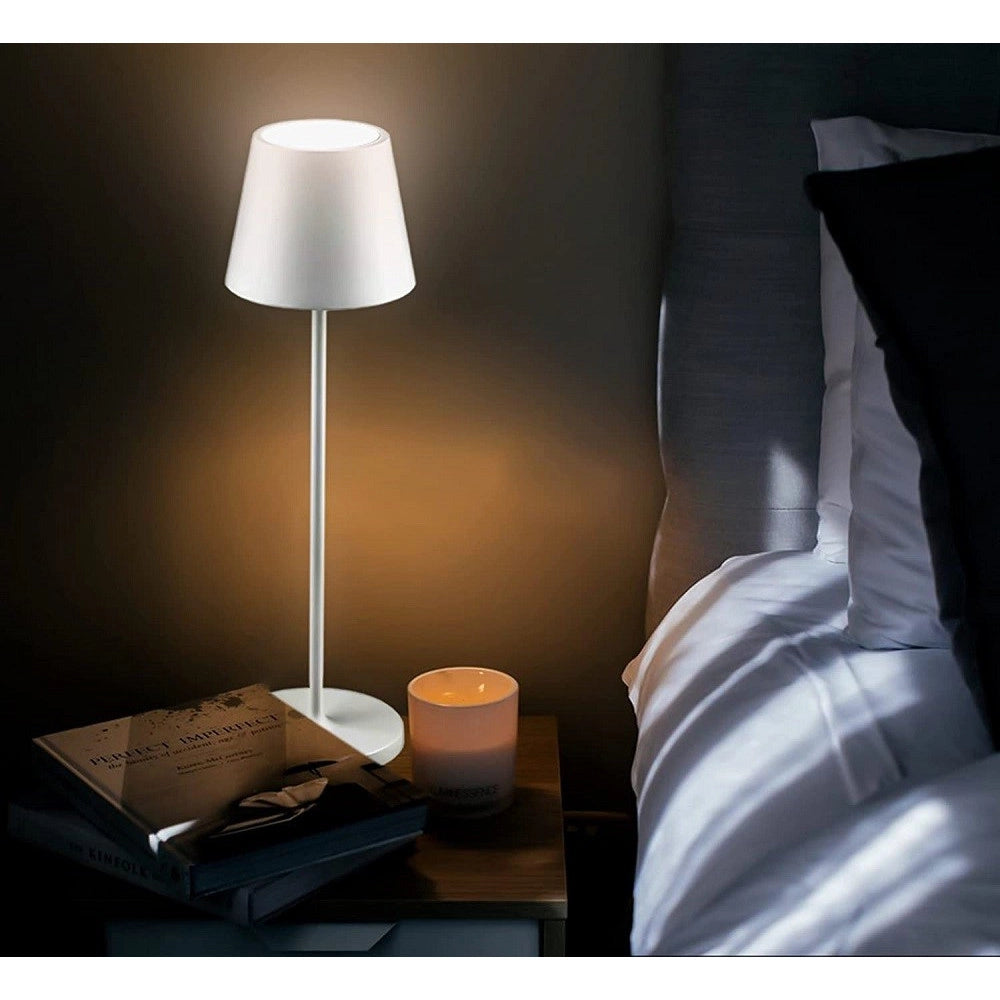 Trade Shop - Lampada Da Tavolo Senza Fili Led Bianca Dimmerabile Touch Luce Bianca Calda 2 W -