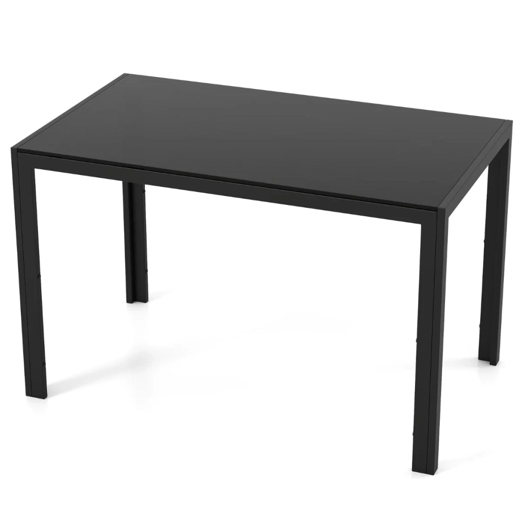 Tavolo da pranzo moderno 120 x 70 x 75 cm per 4 persone con piano in vetro e robusta struttura in vetro nero e metallo 20_0014124