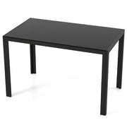 Tavolo da pranzo moderno 120 x 70 x 75 cm per 4 persone con piano in vetro e robusta struttura in vetro nero e metallo 20_0014124