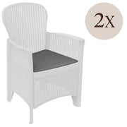 Set di 2 sedie da esterno Amilton, Seduta da giardino, Per indoor o outdoor, Con braccioli, Made in Italy, 59x57 h86 cm, Bianco