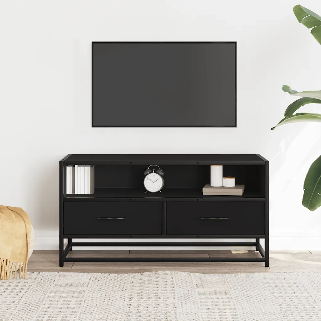 Mobile TV Nero 80x34,5x40 cm in Truciolato Metallo 848809