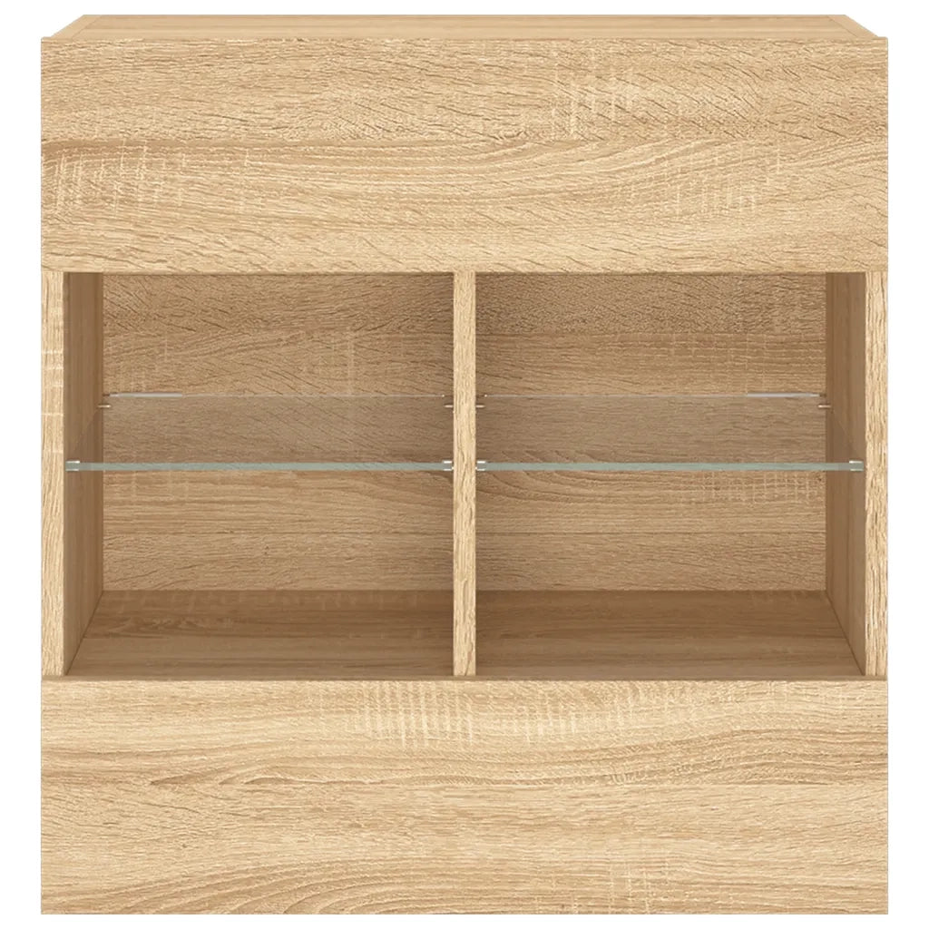 Mobile TV a Parete con Luci LED Rovere Sonoma 58,5x30x60,5 cm 837094