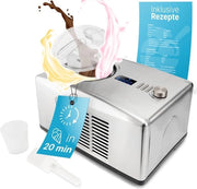 Macchina per gelato e yogurt ICM 1091 N - Crea deliziose gelati in 20 minuti - Compressore per macchina per gelato per un massimo di 1500 ml - Incluso ricette e accessori