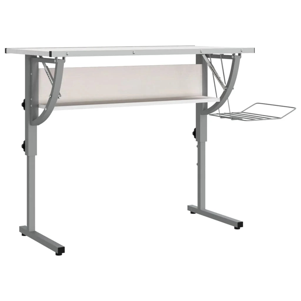 Scrivania tavolo postazione di lavoro mobile per computer studio al computer artigianato 110 x 53 x (58-87) cm bianco 02_0023698