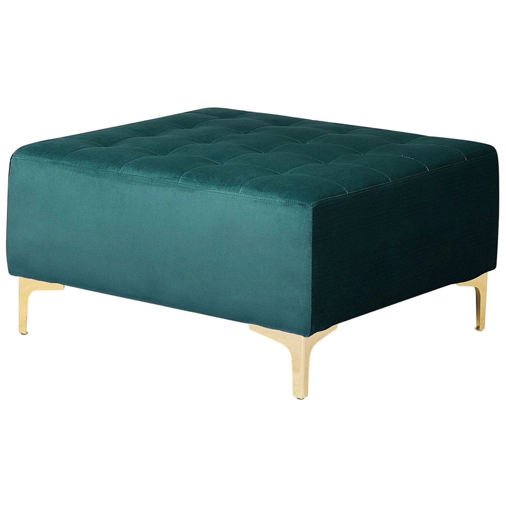 Divano letto ad angolo in tessuto trapuntato in velluto verde acqua moderno a forma di U componibile a 5 posti con chaise longue ottomane