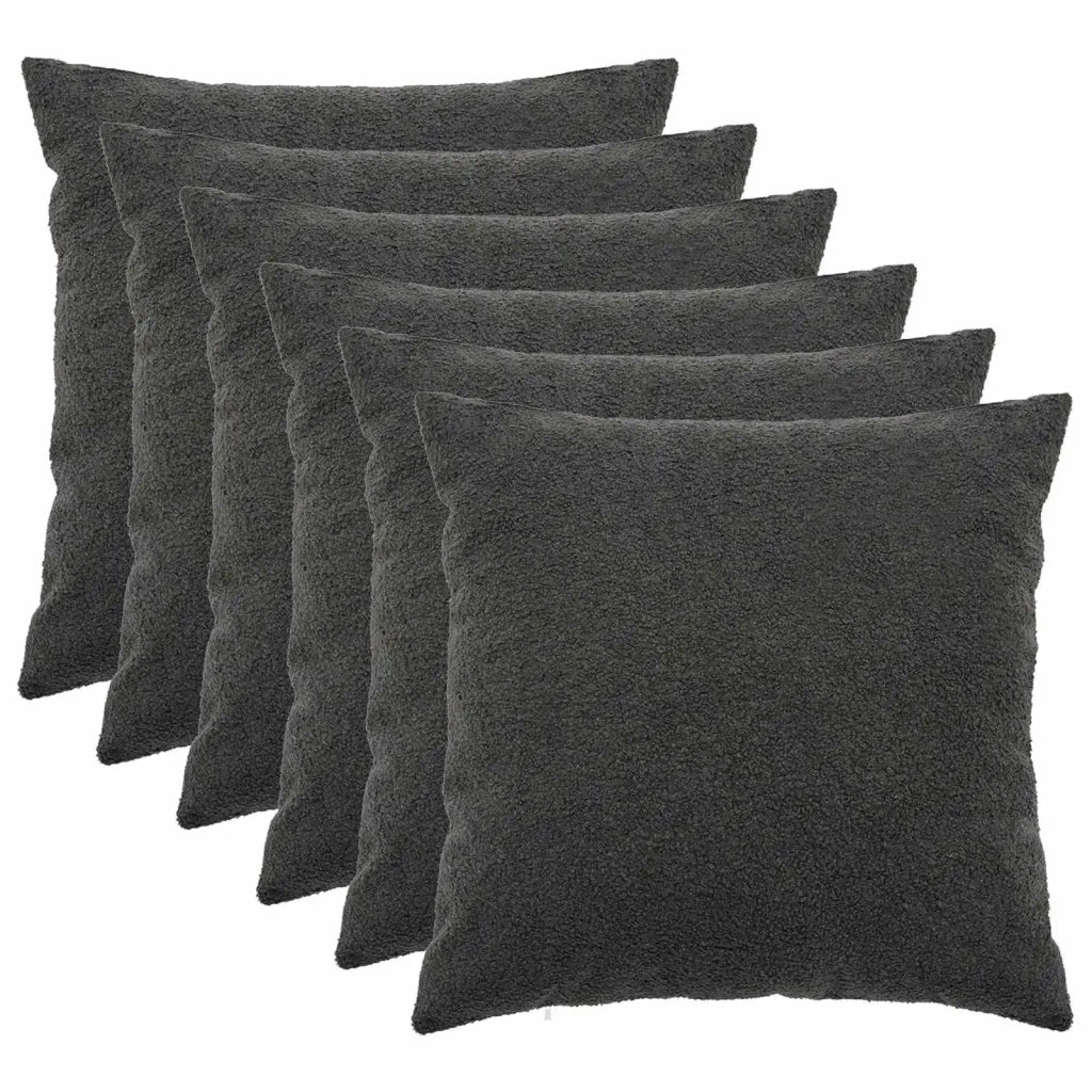 Federa 6 pcs HEERLEN Grigio Scuro 60 x 60 cm Bouclé 912640