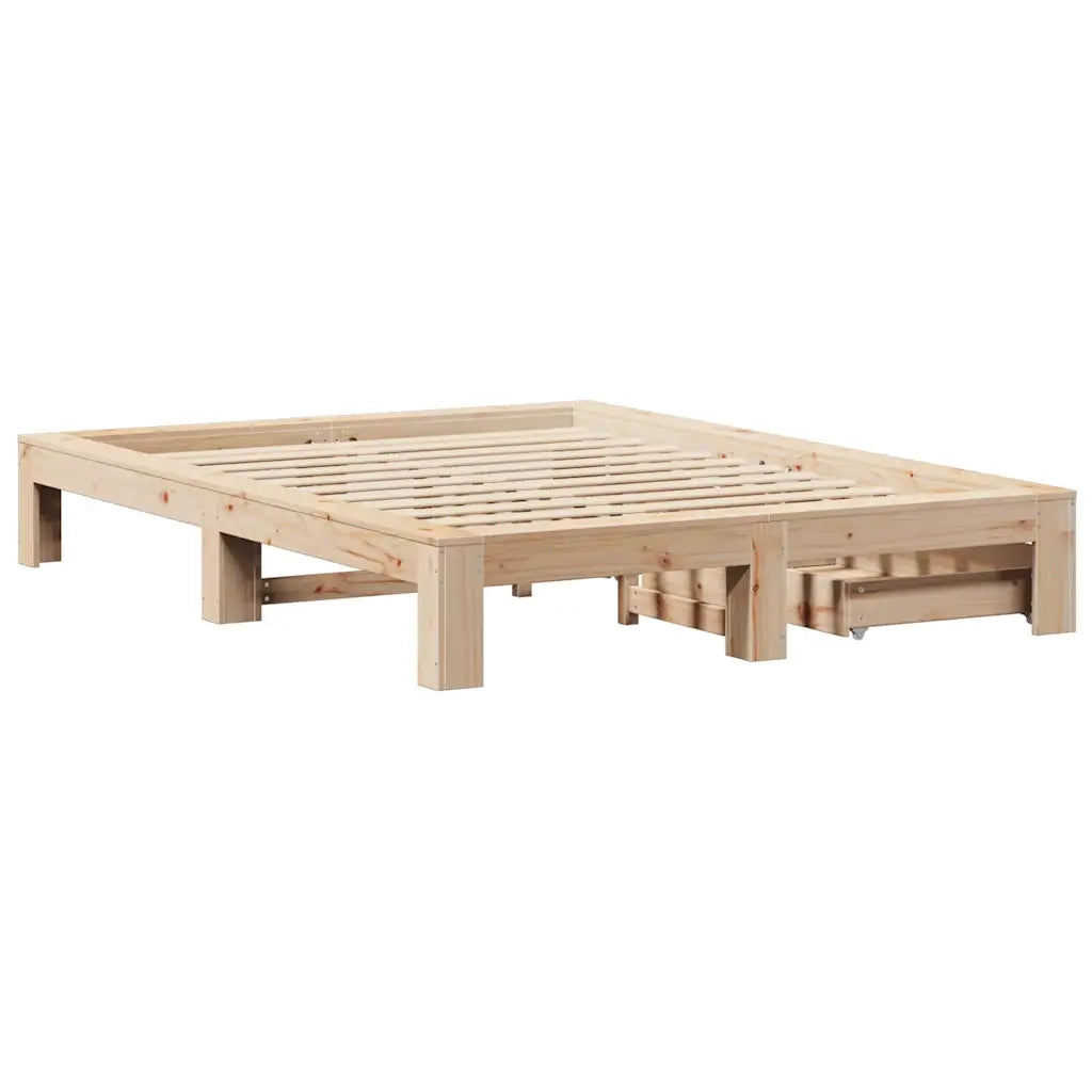 Letto senza Materasso-Struttura Letto 140x190 cm in Legno Massello di Pino 527209