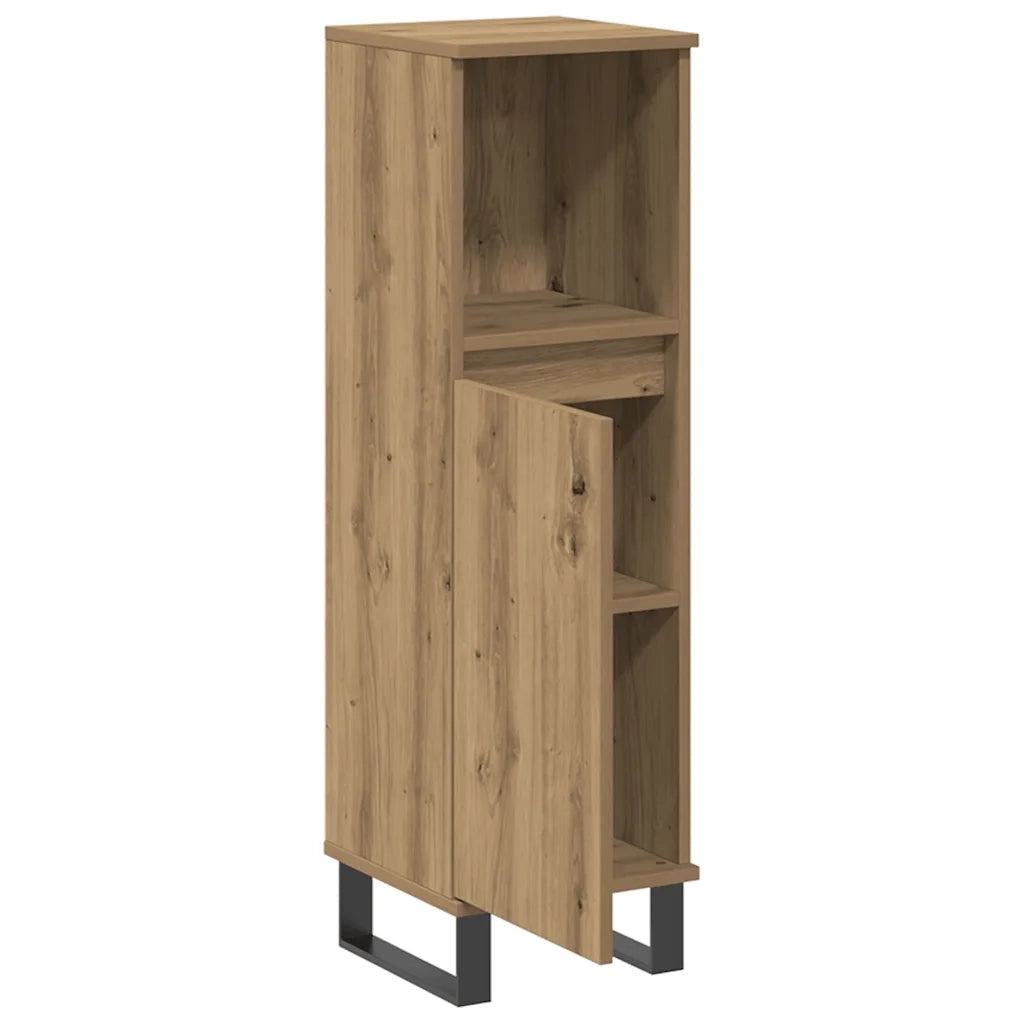 Armadietto da Bagno Rovere Artigianale 30x30x100 cm Truciolato 857212
