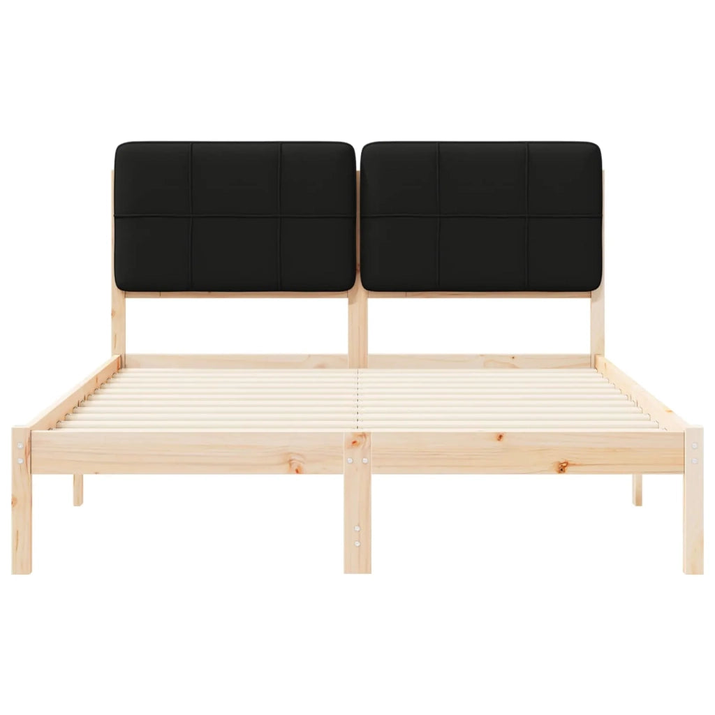 Letto con Testiera Rivestita Nero 140 x 190 cm Pino massello 877986