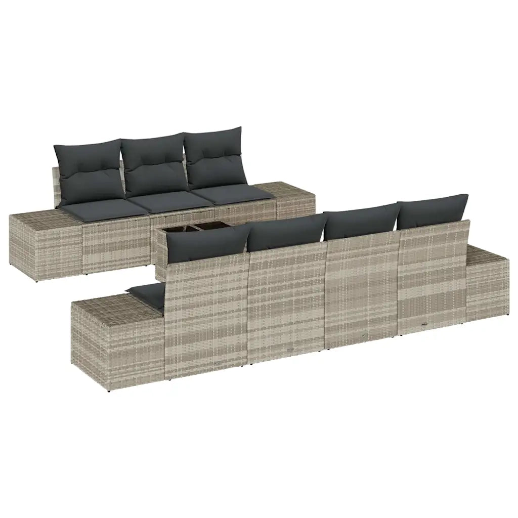 Set Divano da Giardino 8 pcs Grigio chiaro polyrattan 3346972