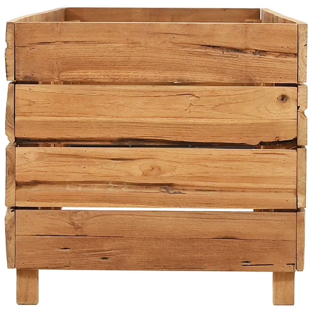Letto Rialzato 150x40x38 cm Legno di Teak di Recupero e Acciaio