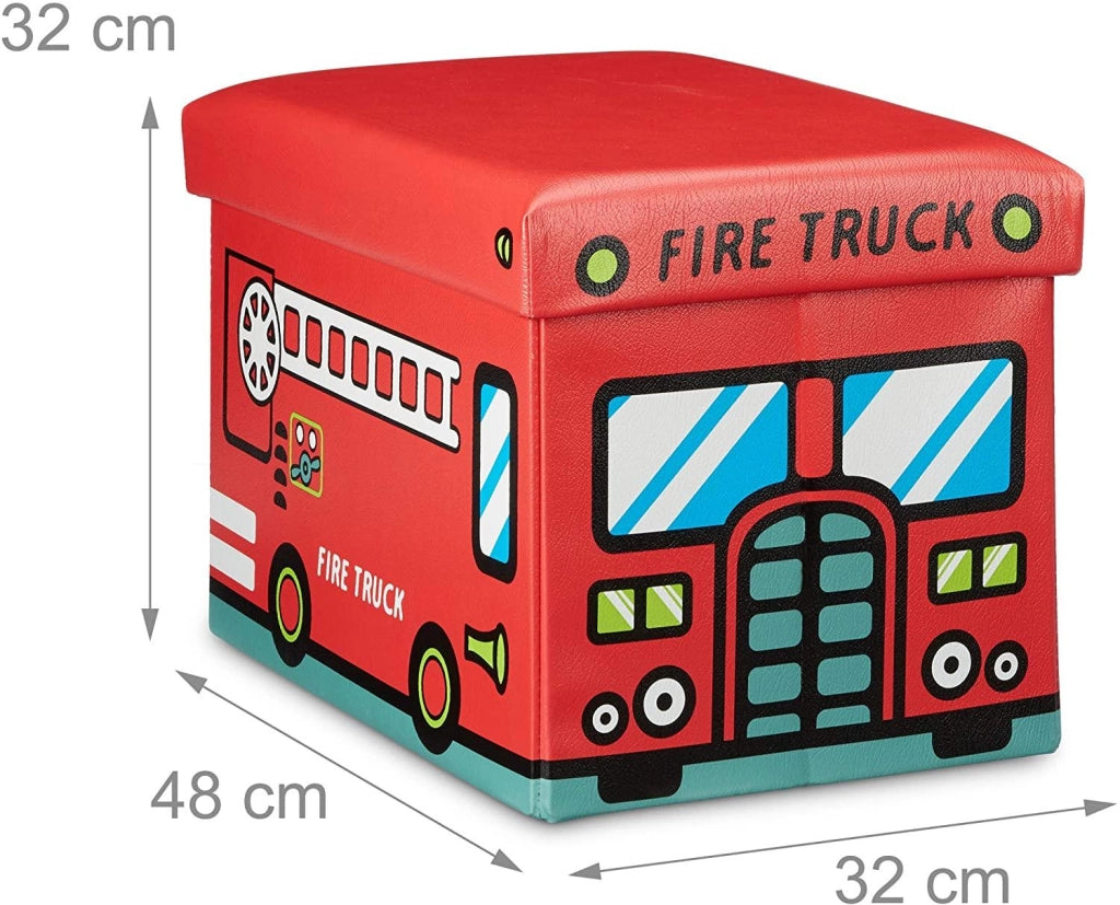 Baule portagiochi sintetico scatola con coperchio pouf pieghevole per bambini rosso 13_0000781_3