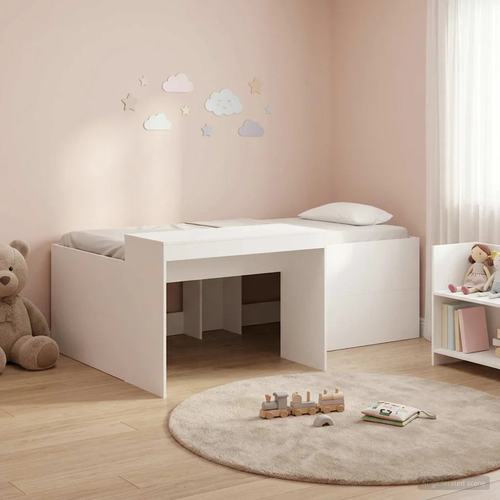 Letto alto per bambini con scrivania Bianco 90 x 200 cm 3422651
