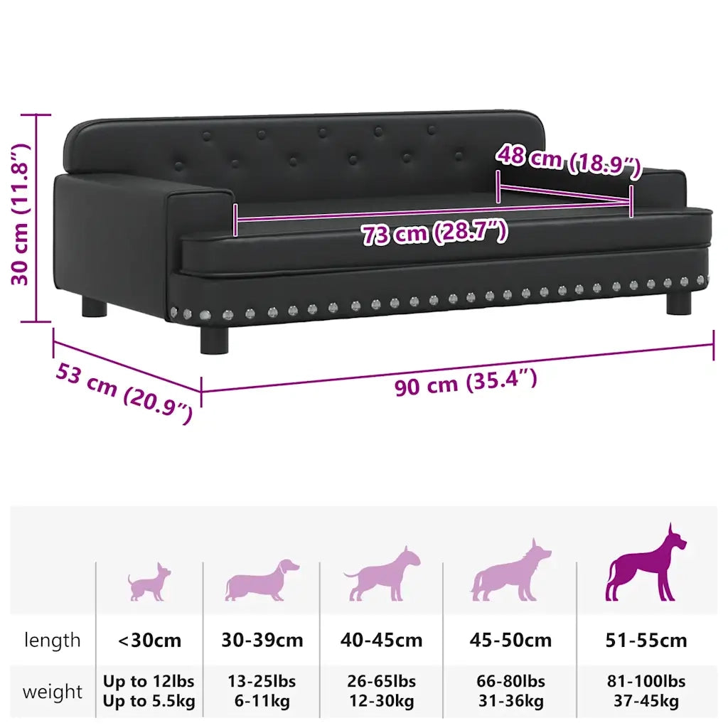 Lettino per Cani Nero 90x53x30 cm in Similpelle 171876