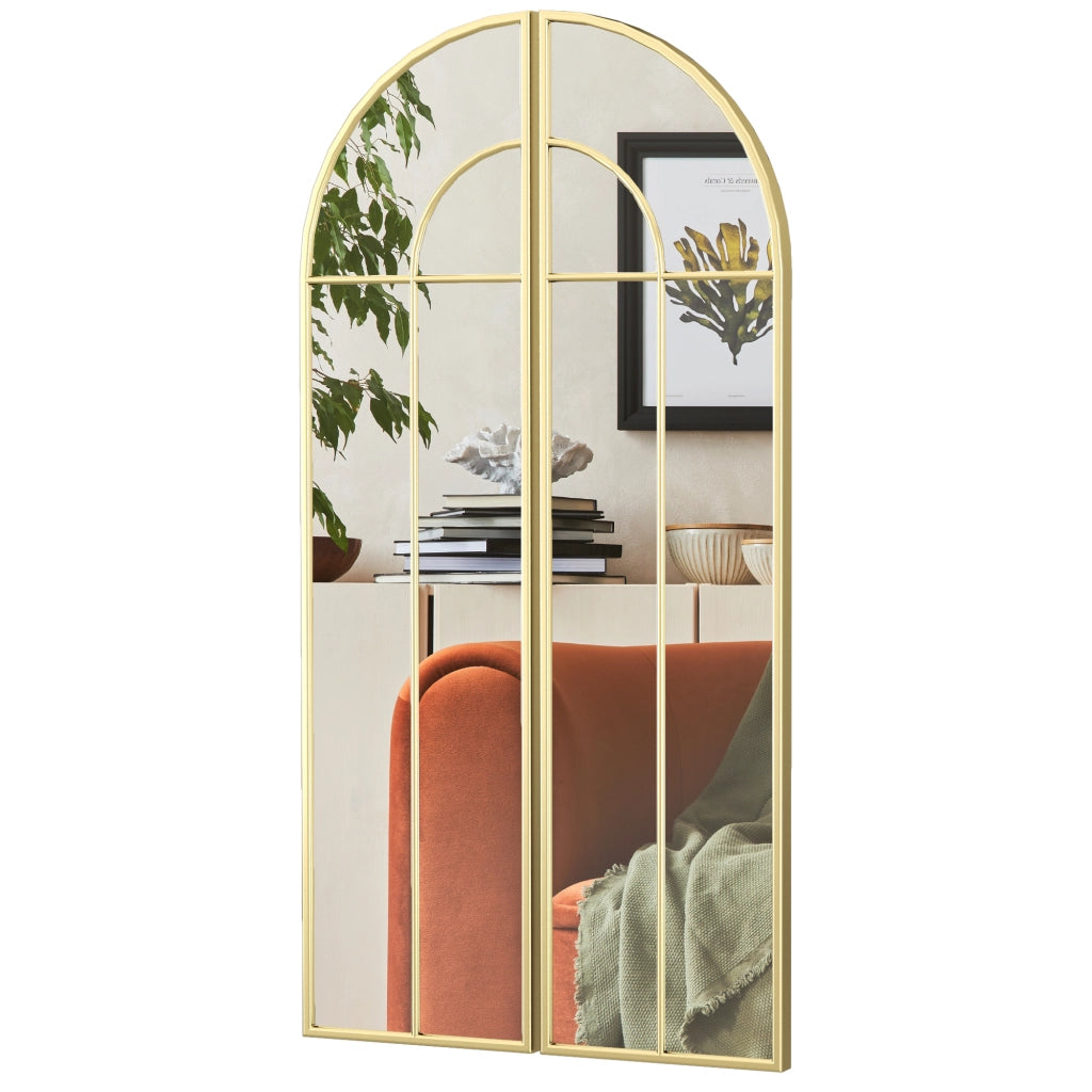 Specchio da Parete con Cornice in Metallo ¨C zephmum ¨C Dorato 30x120 cm