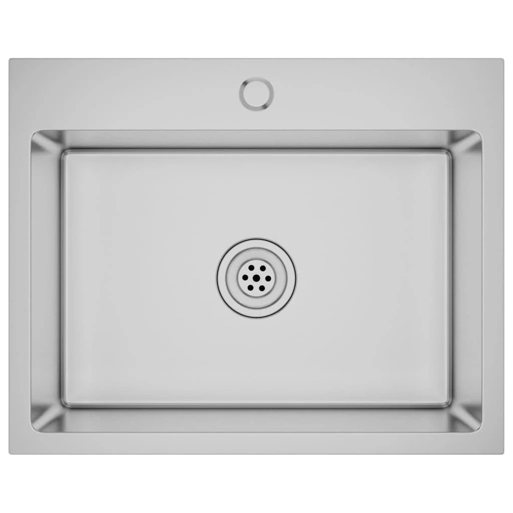 Lavello da cucina fatto a mano 59 x 44 cm acciaio inox argento 02_0002463