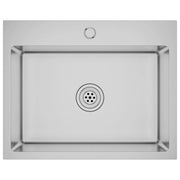 Lavello da cucina fatto a mano 59 x 44 cm acciaio inox argento 02_0002463