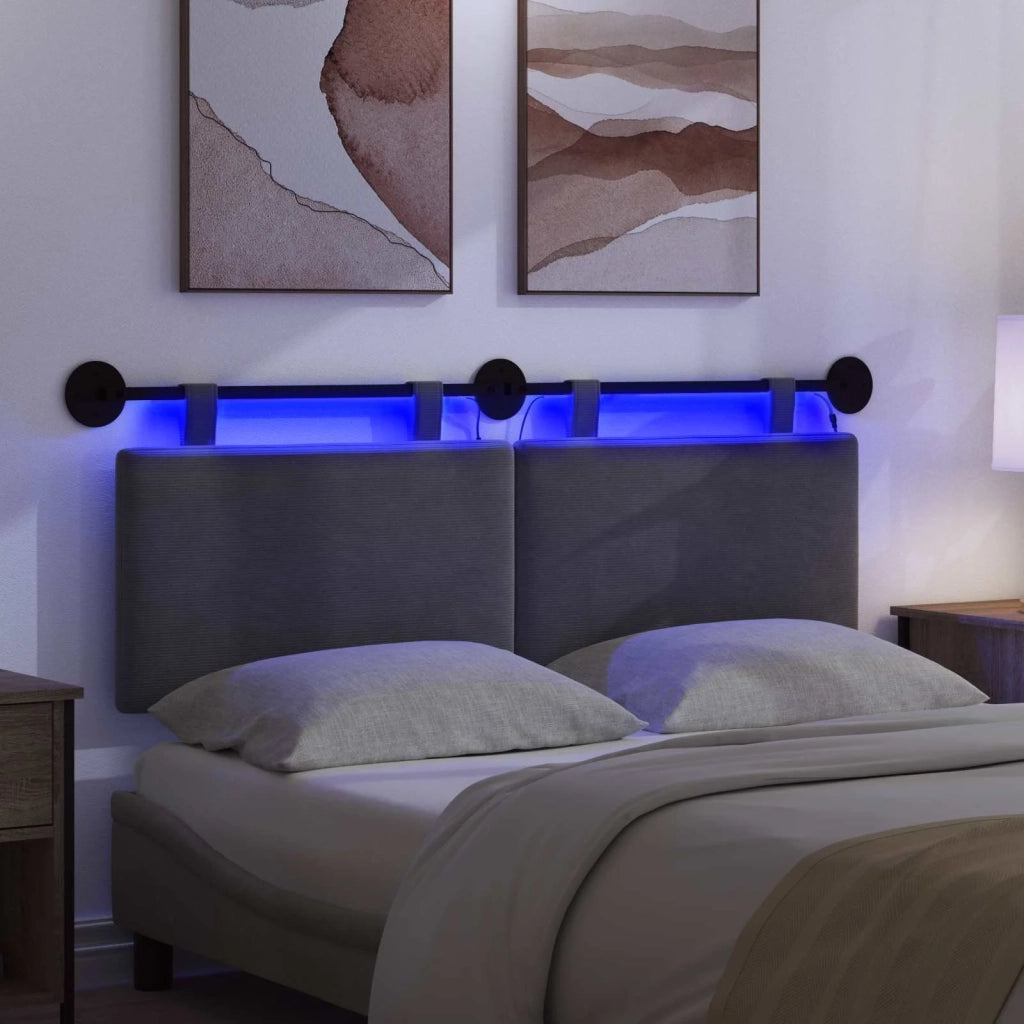 Testiera | Testata sospesa Con luce LED Grigio Scuro Tessuto in Cords