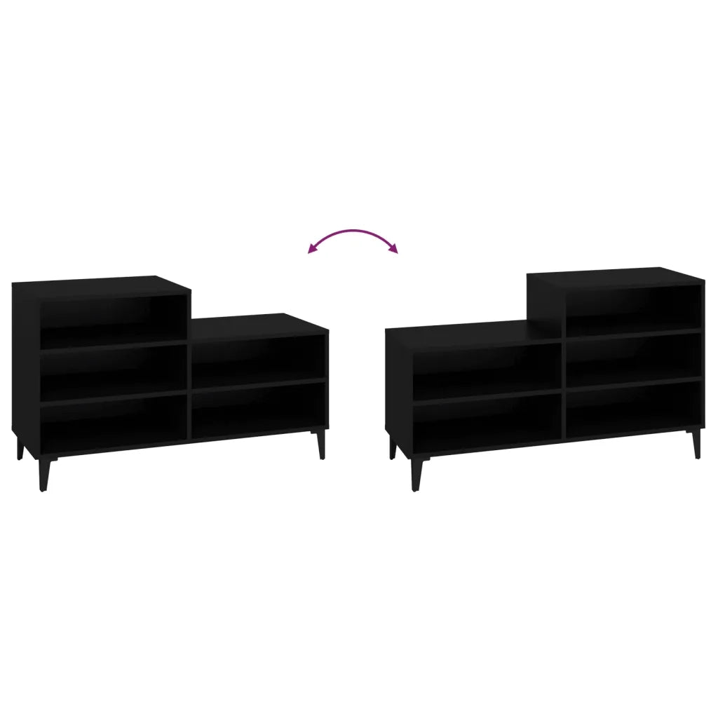 Scarpiera-Scaffale per scarpe Nera 102x36x60 cm in Legno Multistrato 296667