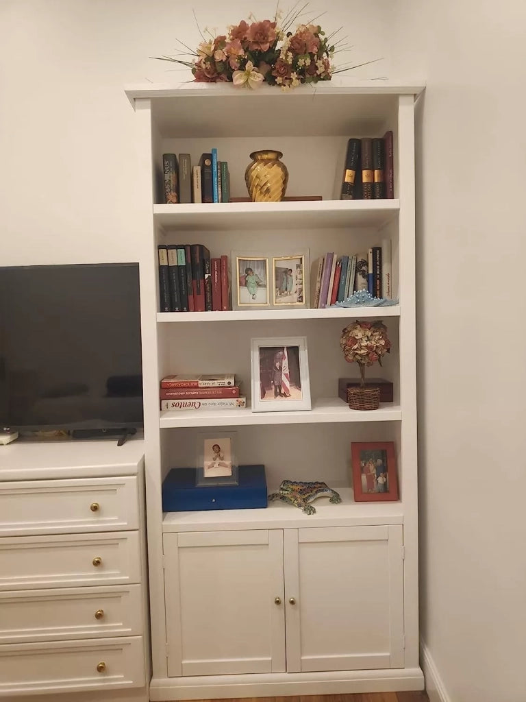 Libreria 2 ante arte povera bianca in legno 90x41x186 (1386) - Mobili 2G