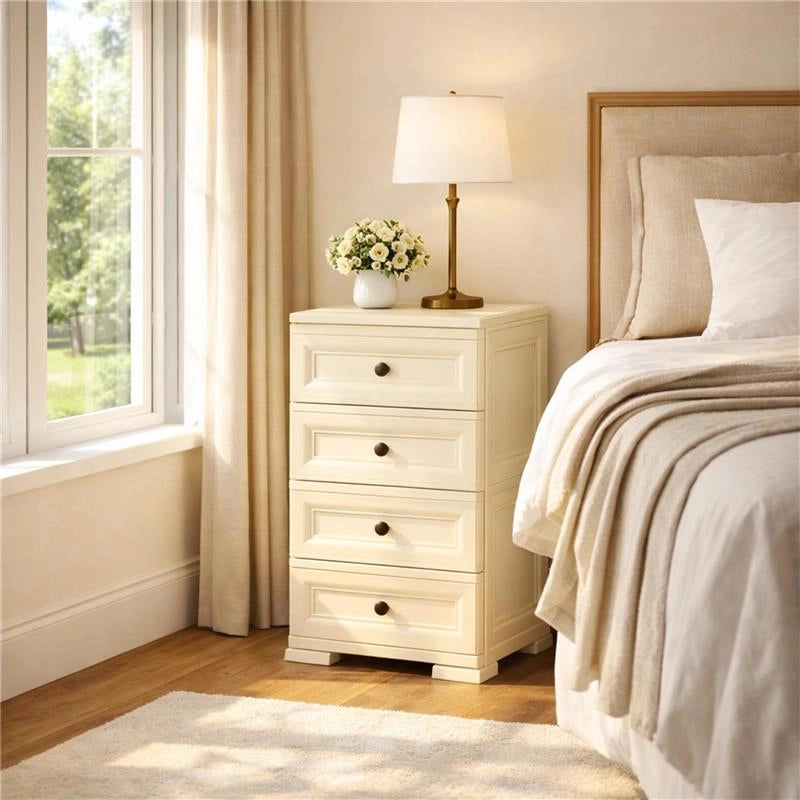 CASSETTIERA ALTA 4 CASSETTI PICCOLI ANGORA 40X43X85,5 CM – MOBILE COMPATTO SALVASPAZIO PER CAMERA, INGRESSO E ZONA LIVING