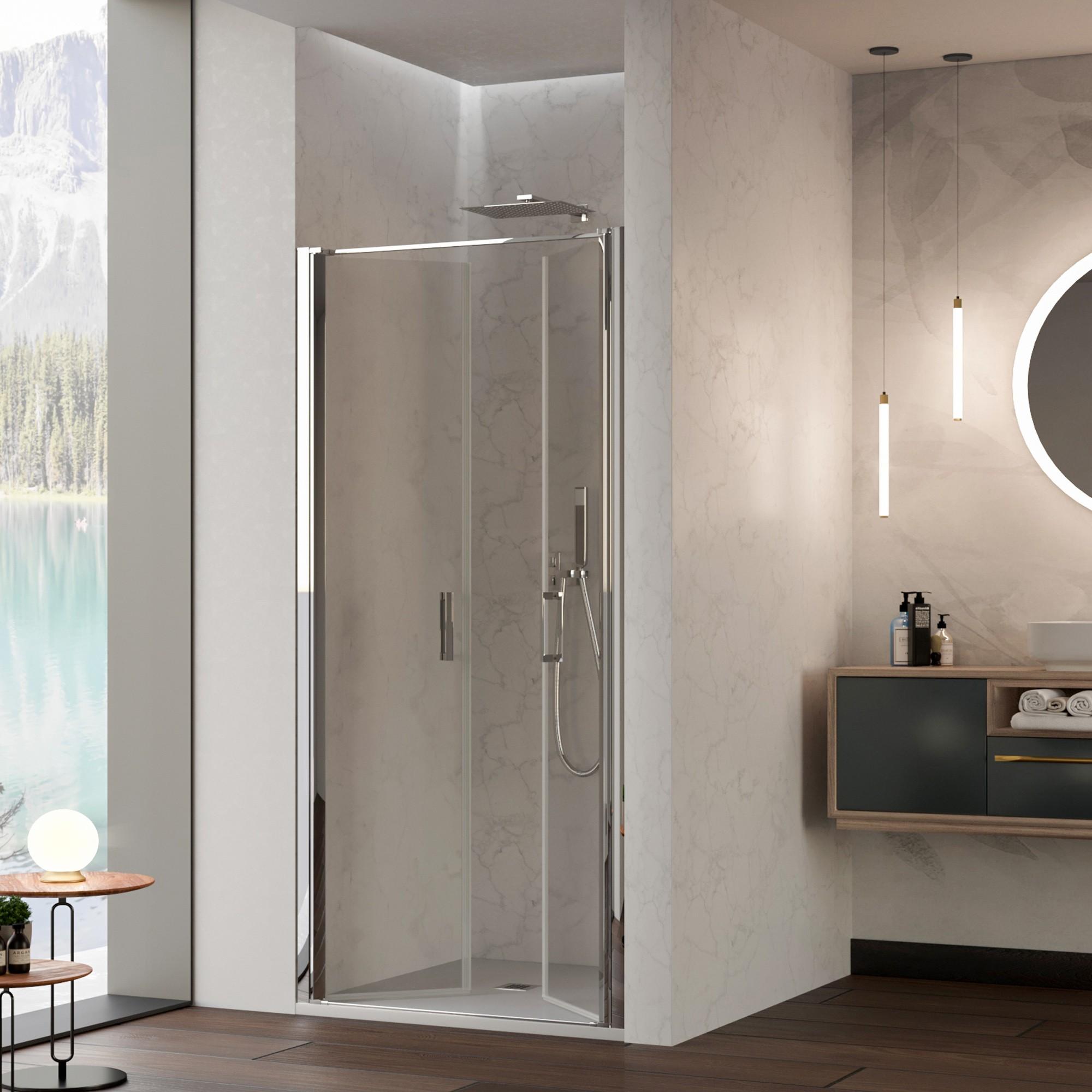 Porta Parete Doccia 70 cm 2 Ante Saloon in Cristallo Trasparente 6mm H195 Bonussi Julia