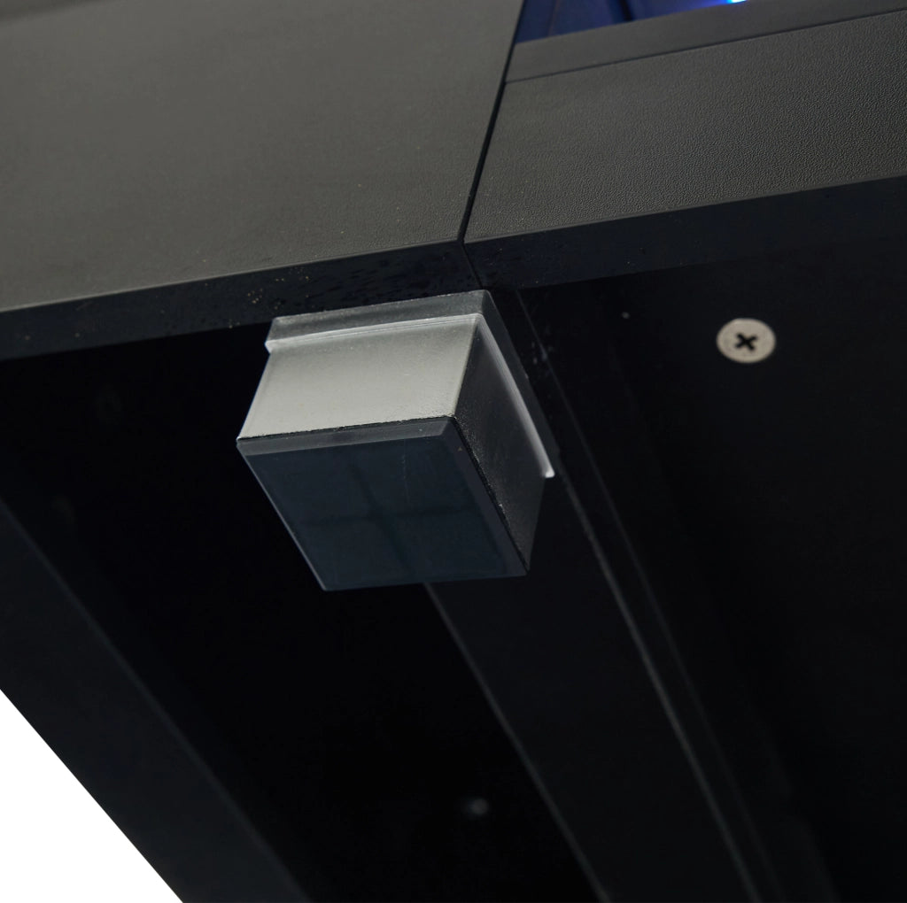 Tavolino da salotto LED nero con controllo App, design moderno e doppio piano