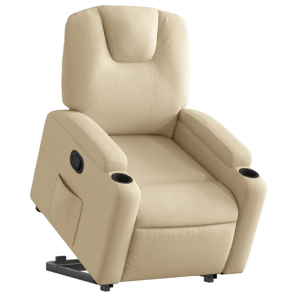 Poltrona | Sedia Relax Alzapersona Reclinabile Crema in Tessuto