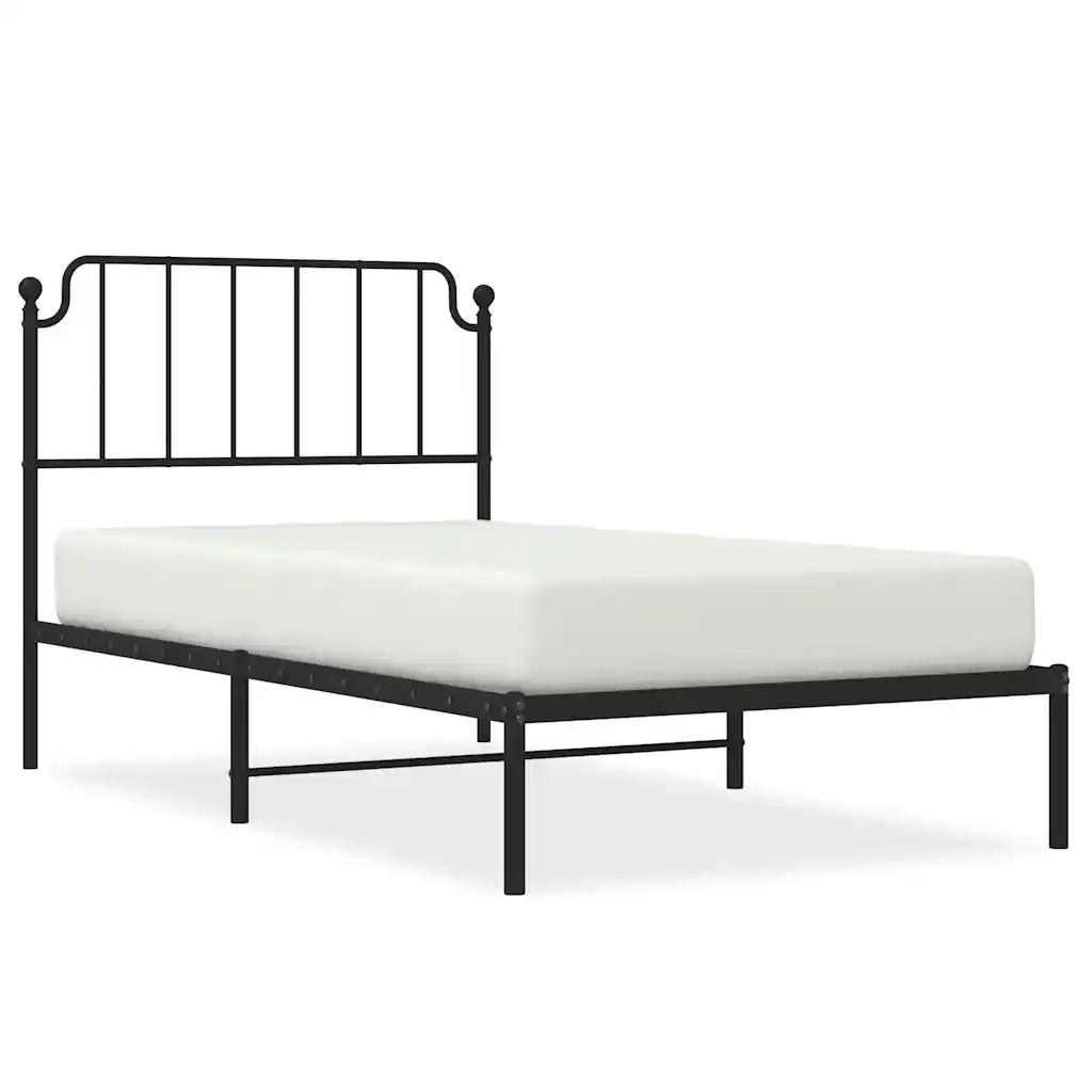 Giroletto con Testiera in Metallo Nero 100x190 cm 373881